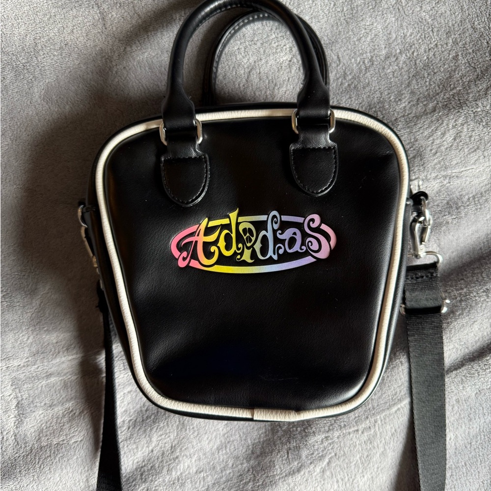Adidas Black Mini Bag with Multicolor Logo